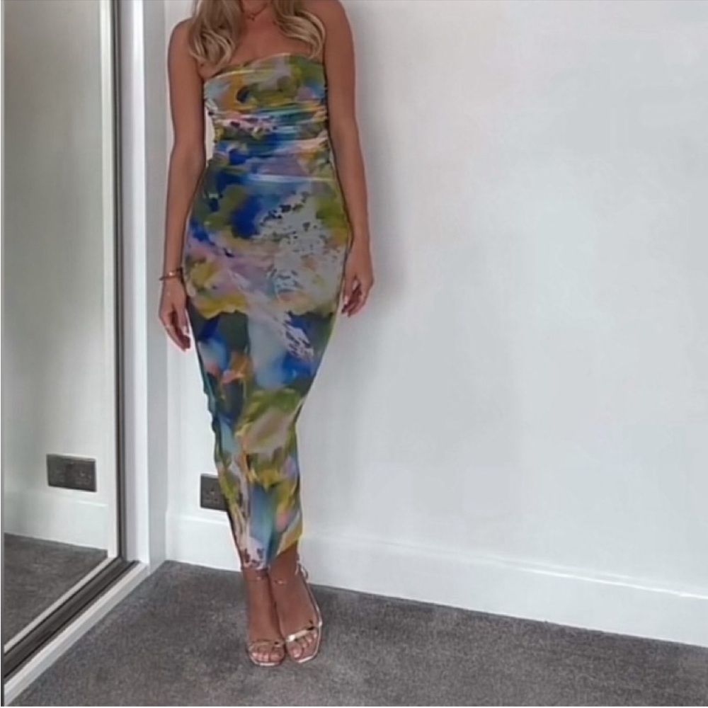 Floral Zara Strapless Midi Dress